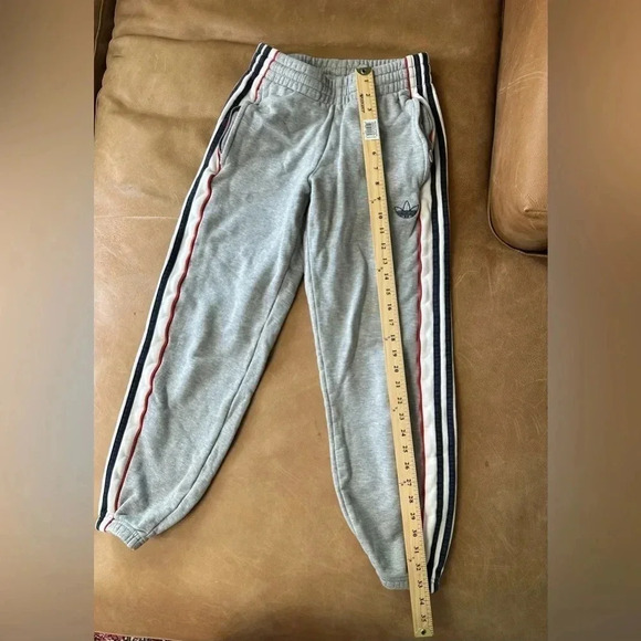 Adidas Thick Light Gray Women’s Joggers RWB Stripes Size Small - Picture 3 of 11